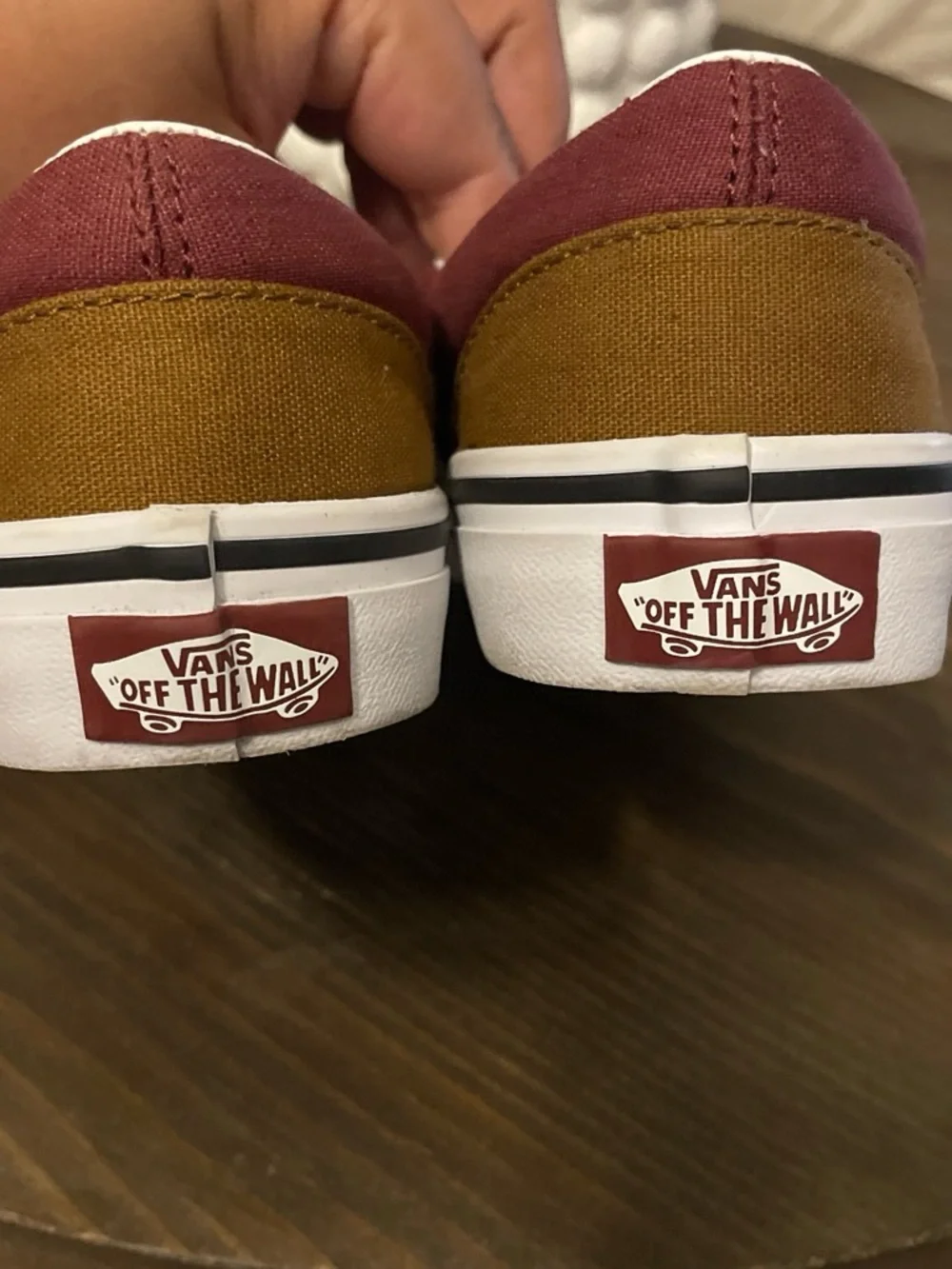 Vans Kids Slip-On Sneakers in Blue with Red and Mustard Accents